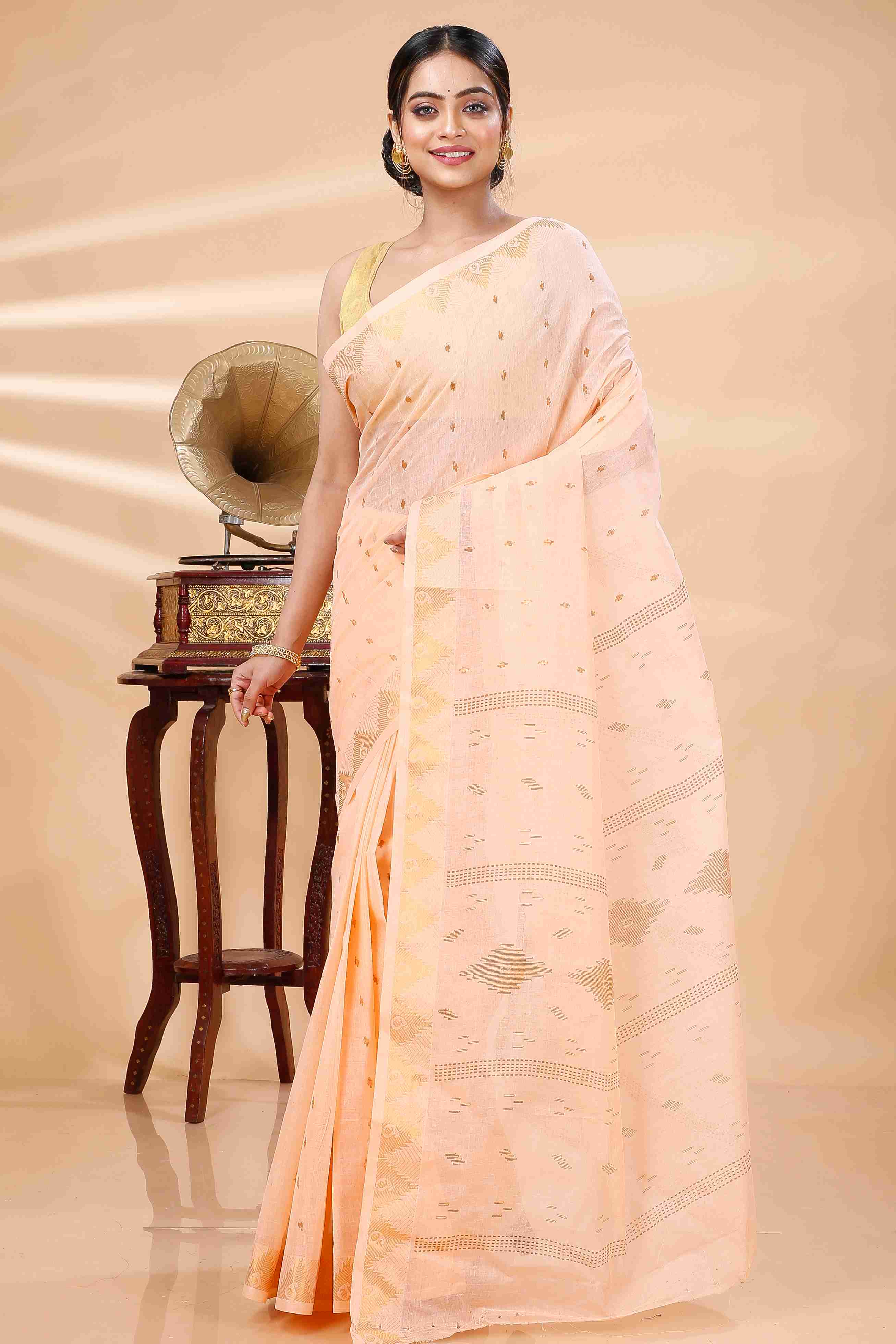 Pitch Pure Cotton Porna Tant Saree Print (1407)