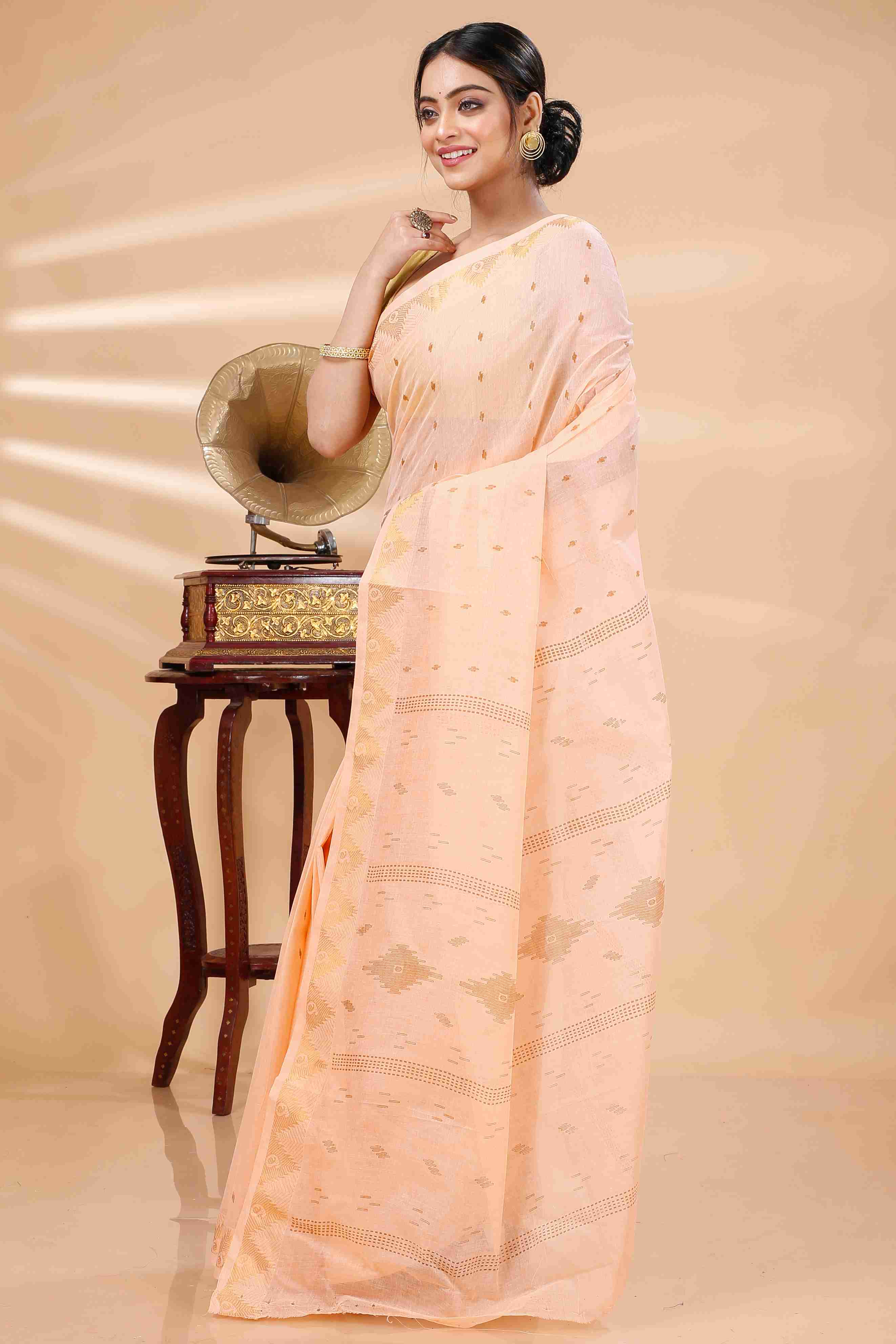 Pitch Pure Cotton Porna Tant Saree Print (1407)