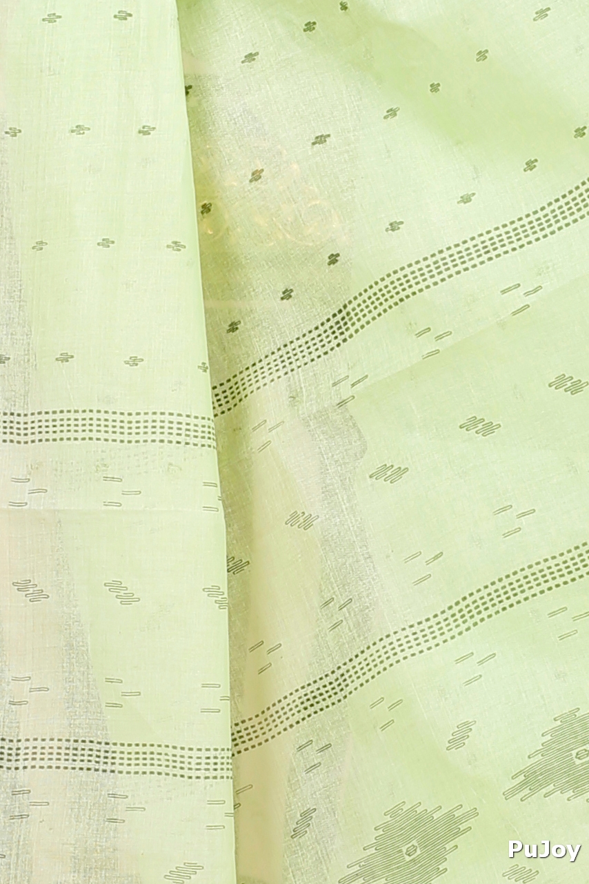 Light Green Pure Cotton Porna Tant Saree Print (1408)