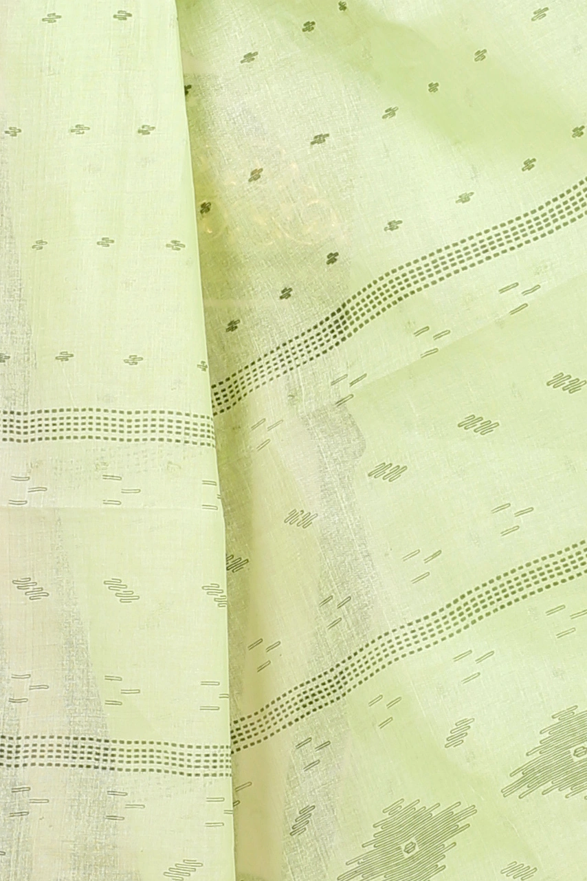 Light Green Pure Cotton Porna Tant Saree Print (1408)