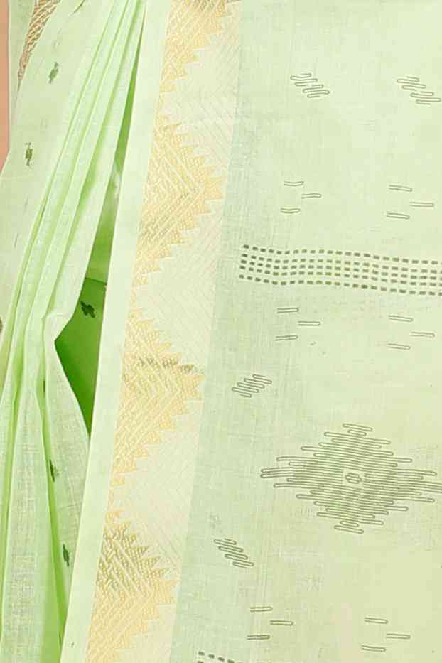 Light Green Pure Cotton Porna Tant Saree Print (1408)