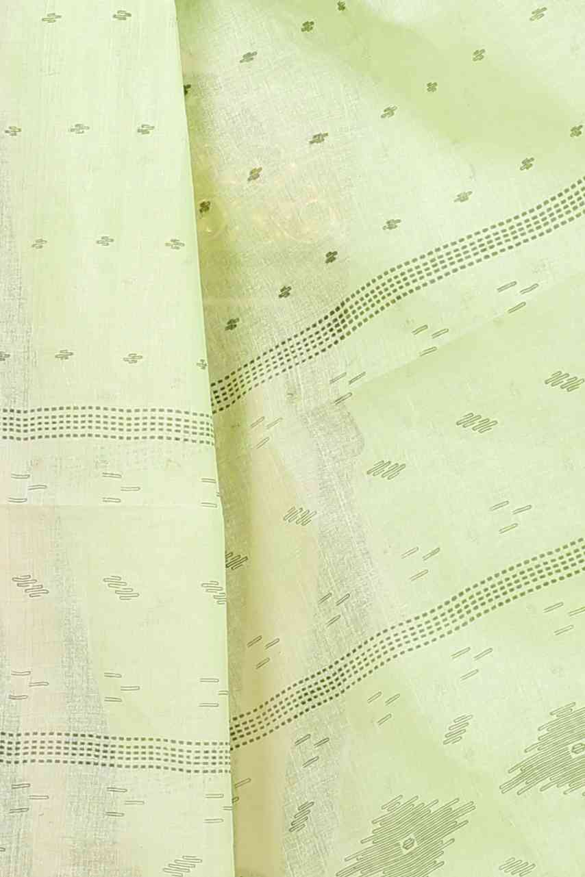 Light Green Pure Cotton Porna Tant Saree Print (1408)