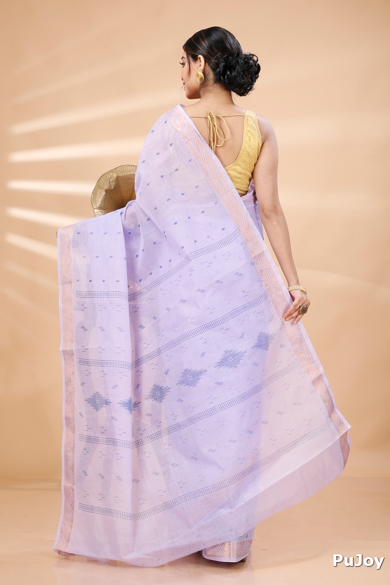 Purpel Pure Cotton Porna Tant Saree Print (1409)