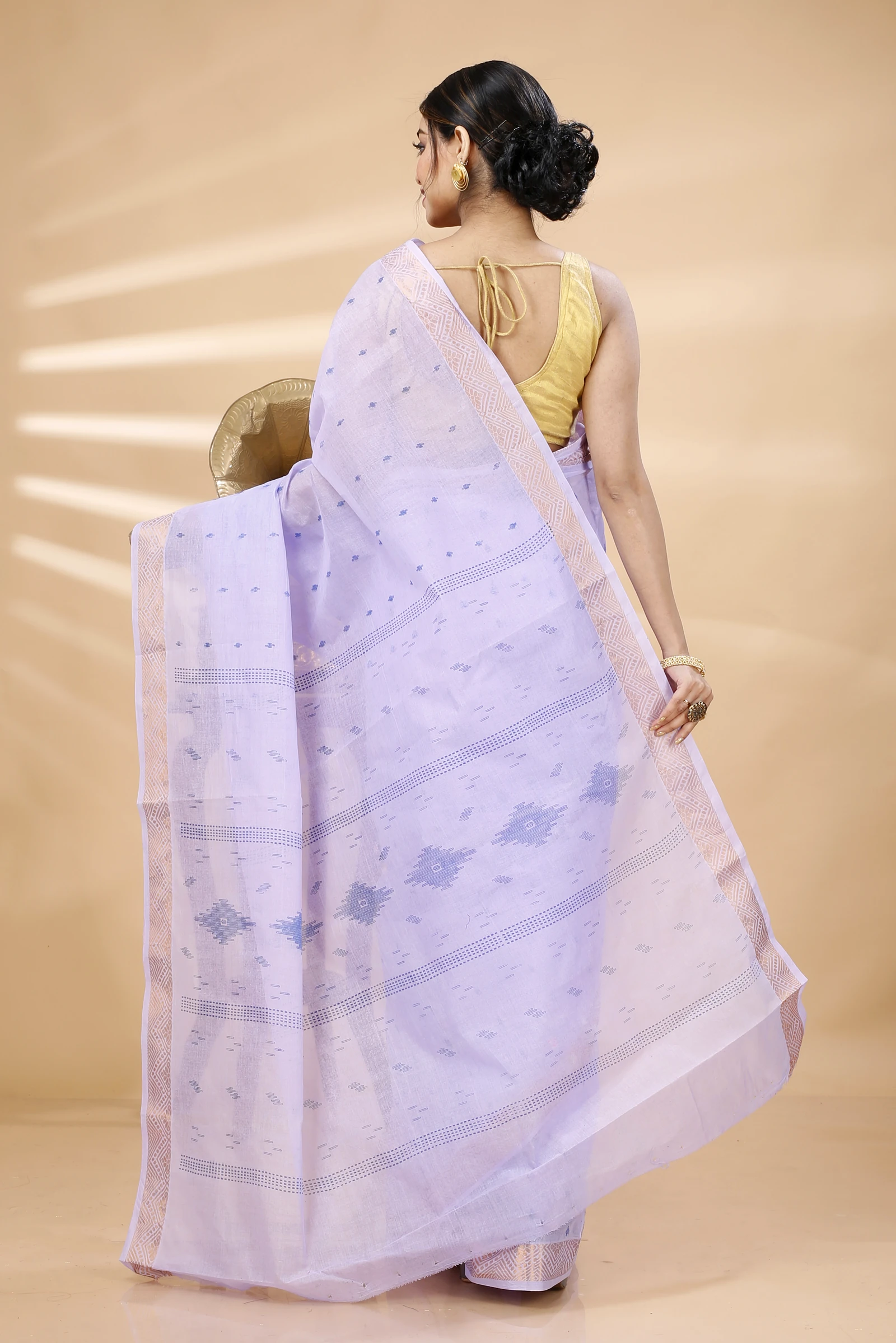 Purpel Pure Cotton Porna Tant Saree Print (1409)