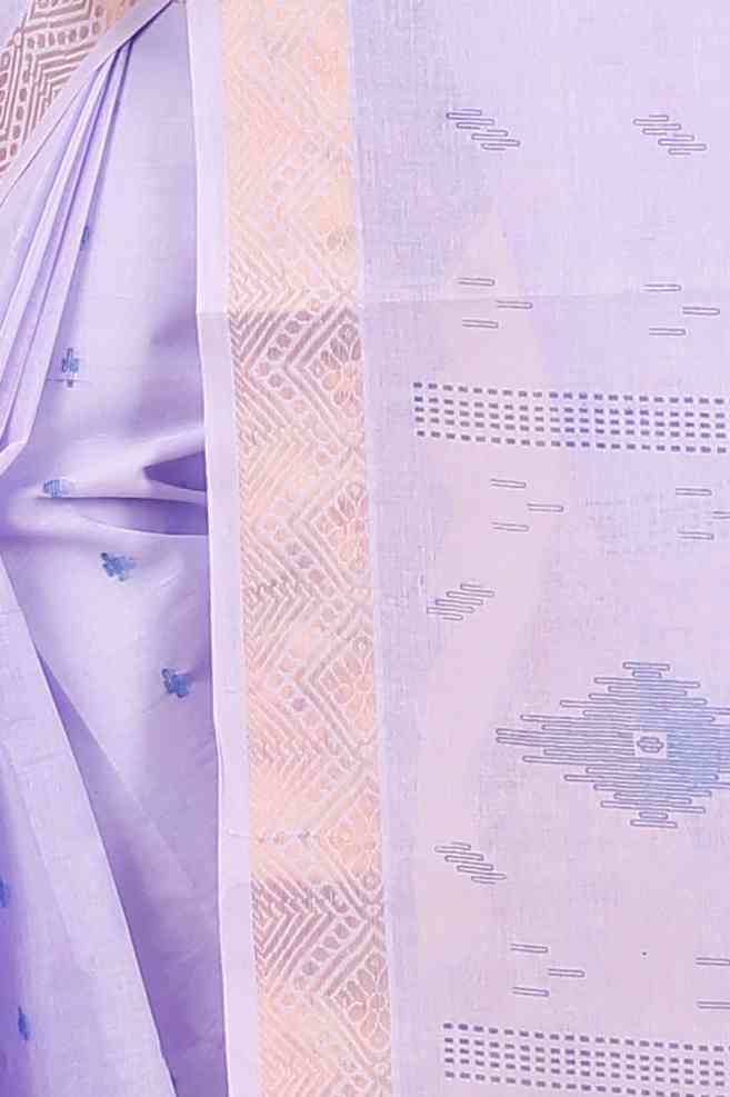 Purpel Pure Cotton Porna Tant Saree Print (1409)