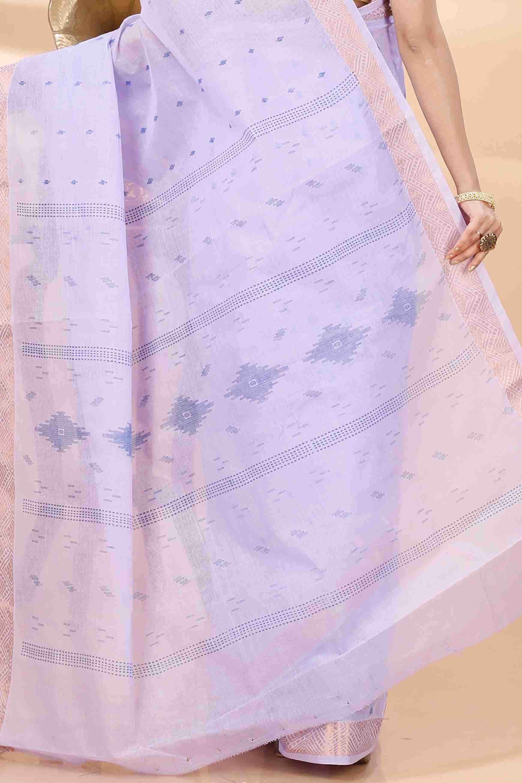 Purpel Pure Cotton Porna Tant Saree Print (1409)