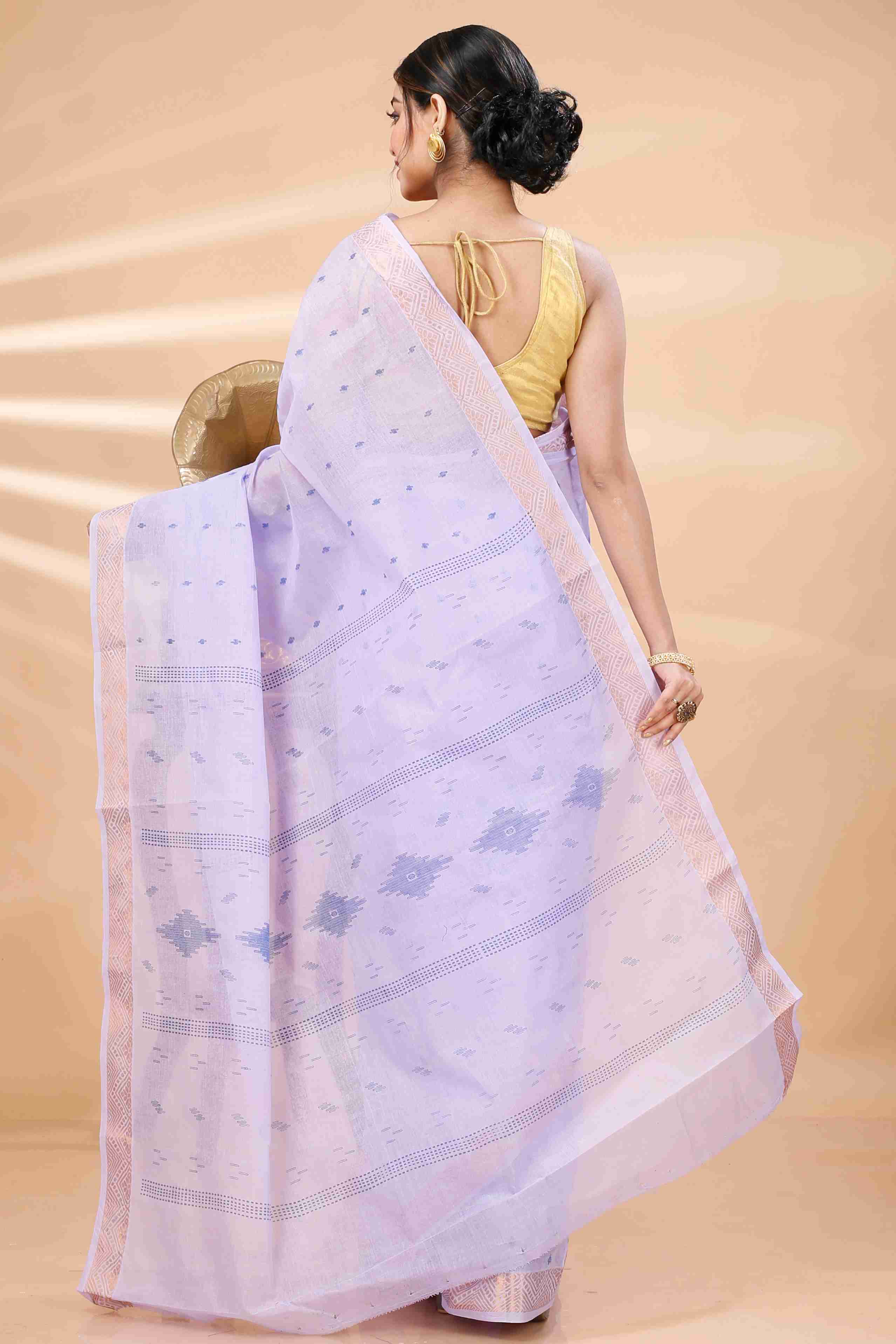 Purpel Pure Cotton Porna Tant Saree Print (1409)