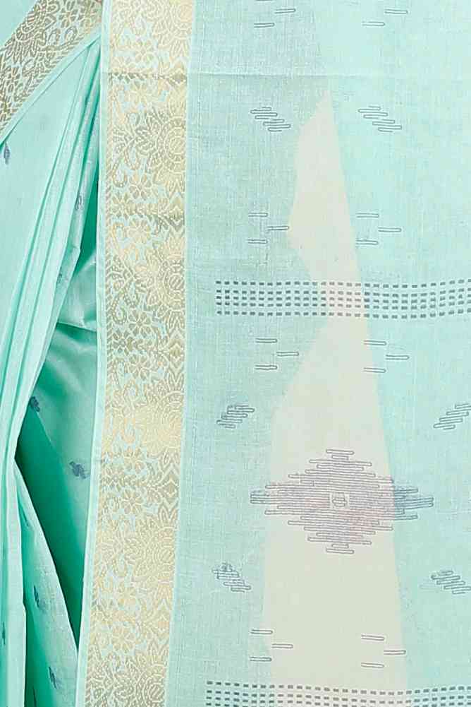 Light Green Pure Cotton Porna Tant Saree Print (1410)