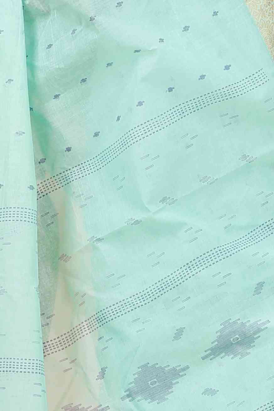 Light Green Pure Cotton Porna Tant Saree Print (1410)