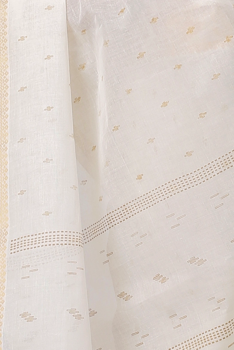 White Brown Pure Cotton Levi Tant Saree Print (1411)