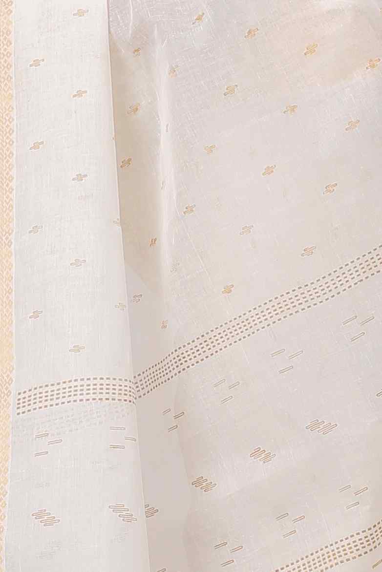 White Brown Pure Cotton Levi Tant Saree Print (1411)