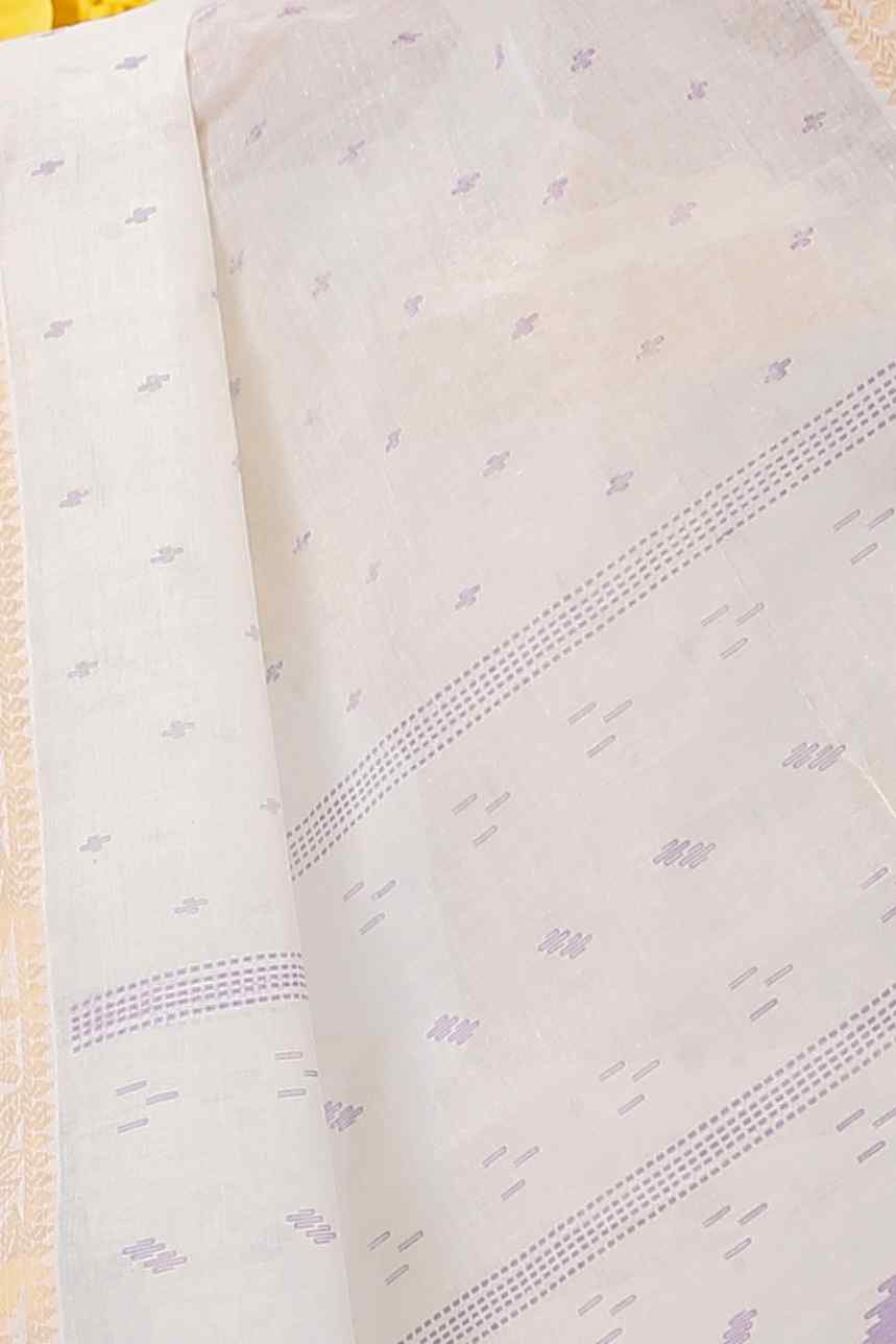 White Purpel Pure Cotton Levi Tant Saree Print (1412)