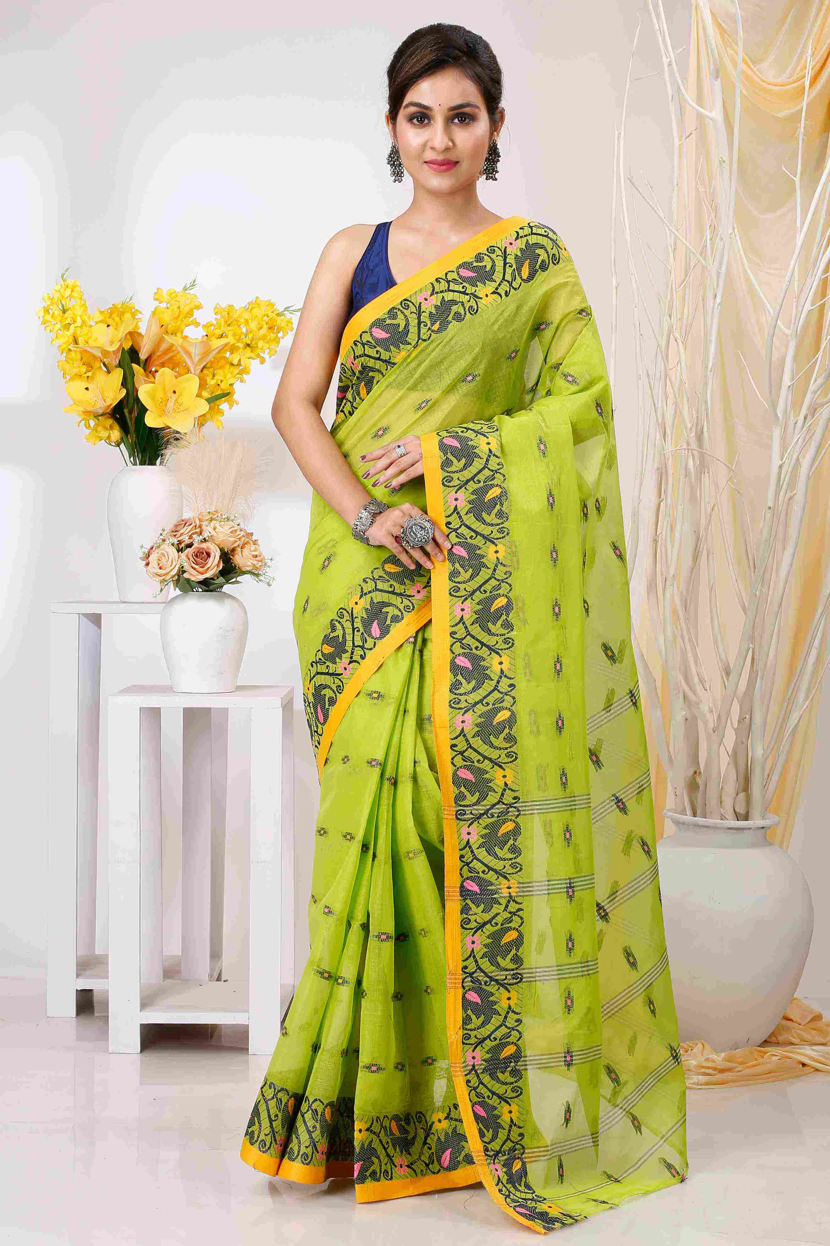 Green Pure Cotton Lucy Tant Saree (1415)