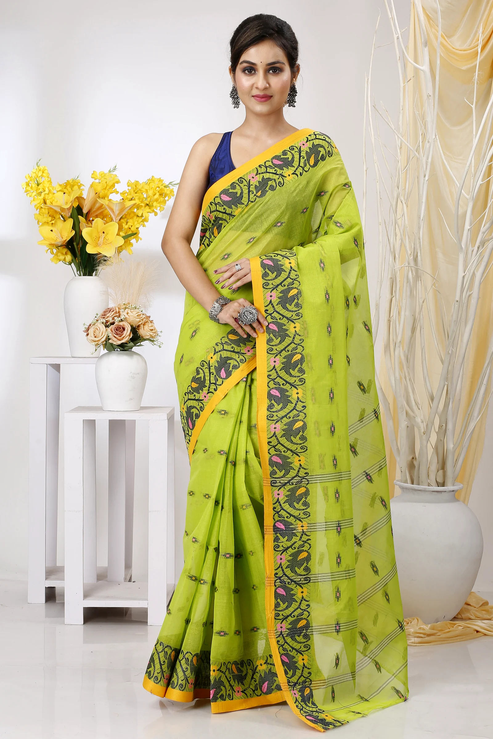 Green Pure Cotton Lucy Tant Saree (1415)
