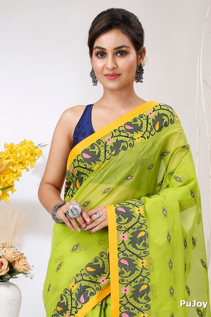 Green Pure Cotton Lucy Tant Saree (1415)