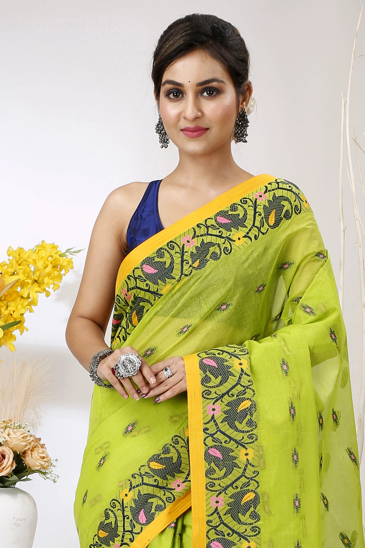 Green Pure Cotton Lucy Tant Saree (1415)