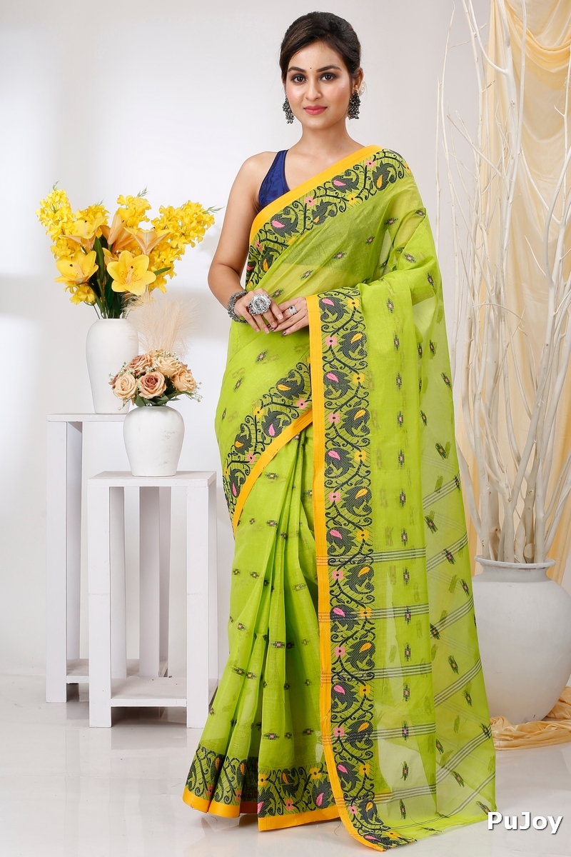 Green Pure Cotton Lucy Tant Saree (1415)