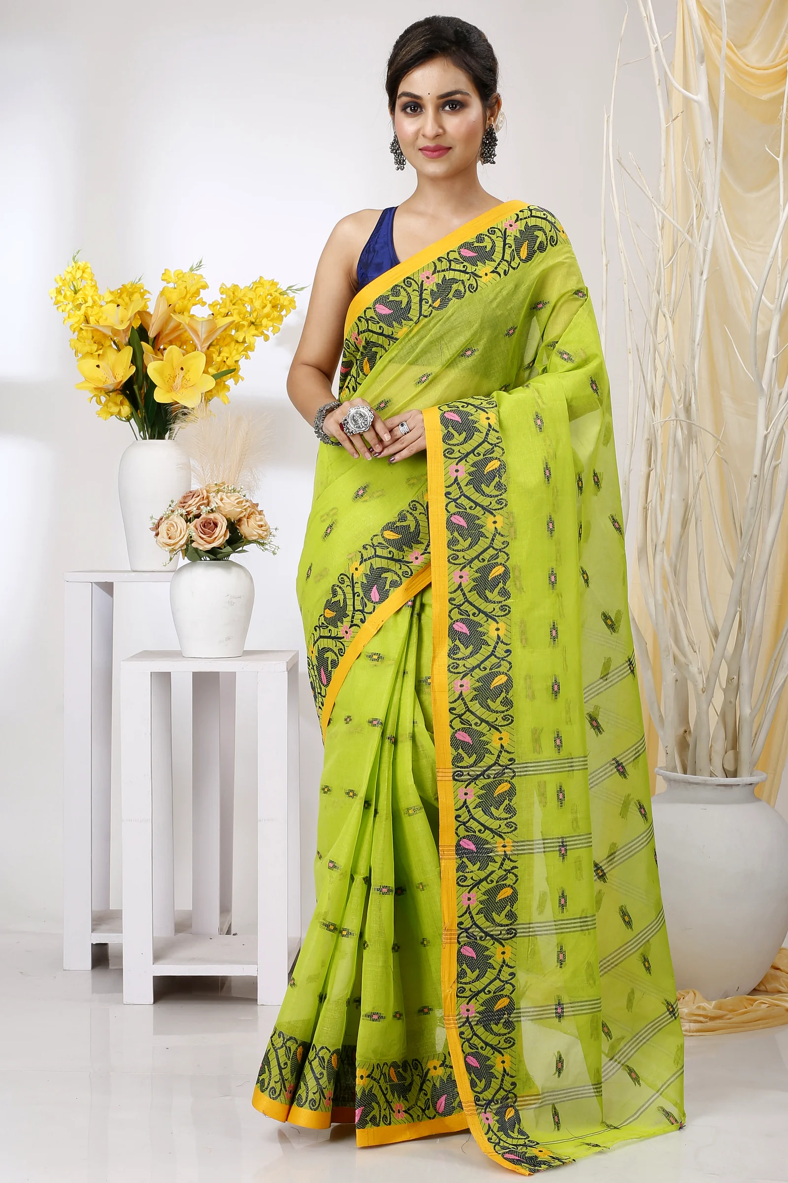 Green Pure Cotton Lucy Tant Saree (1415)
