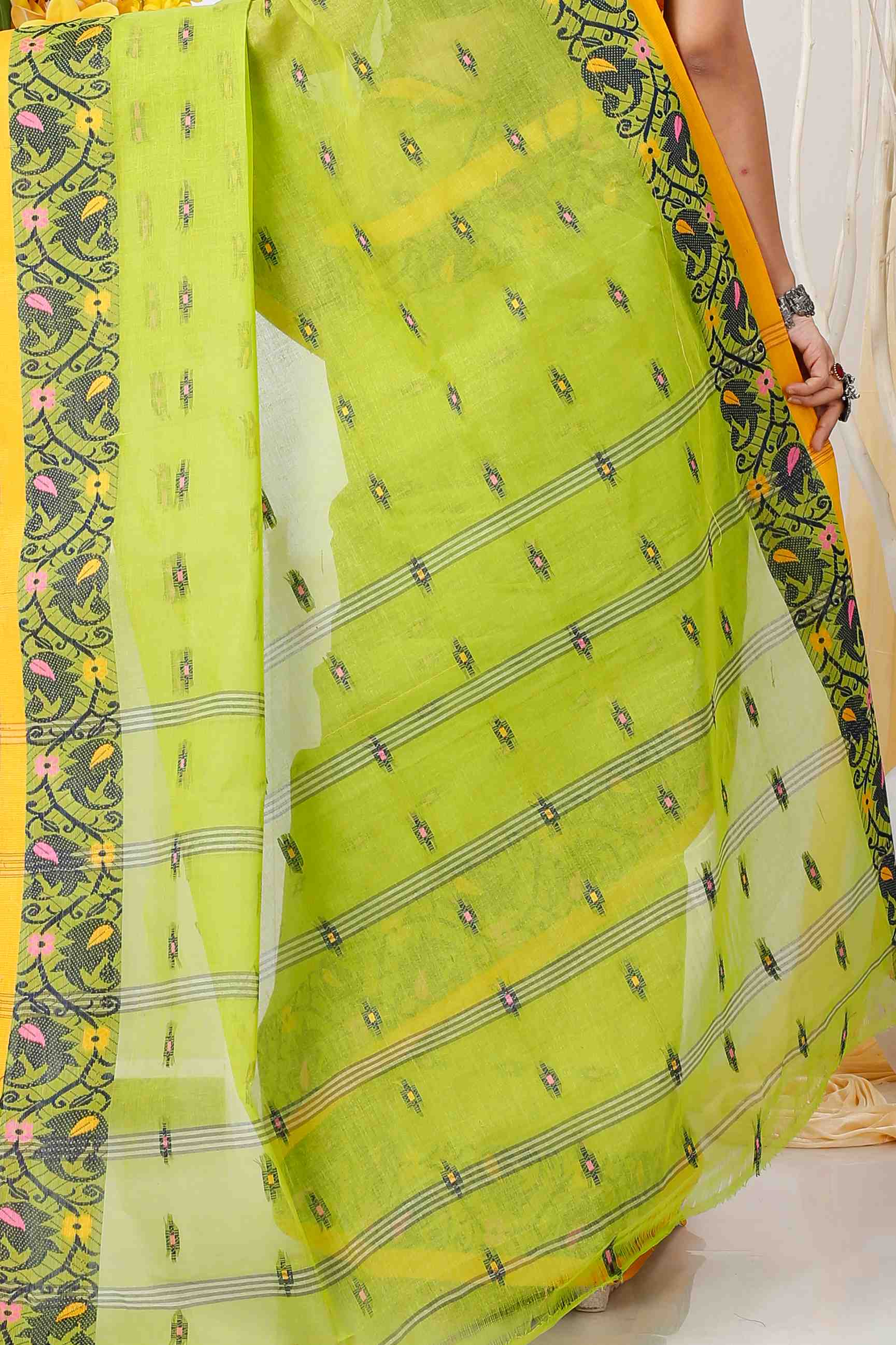 Green Pure Cotton Lucy Tant Saree (1415)
