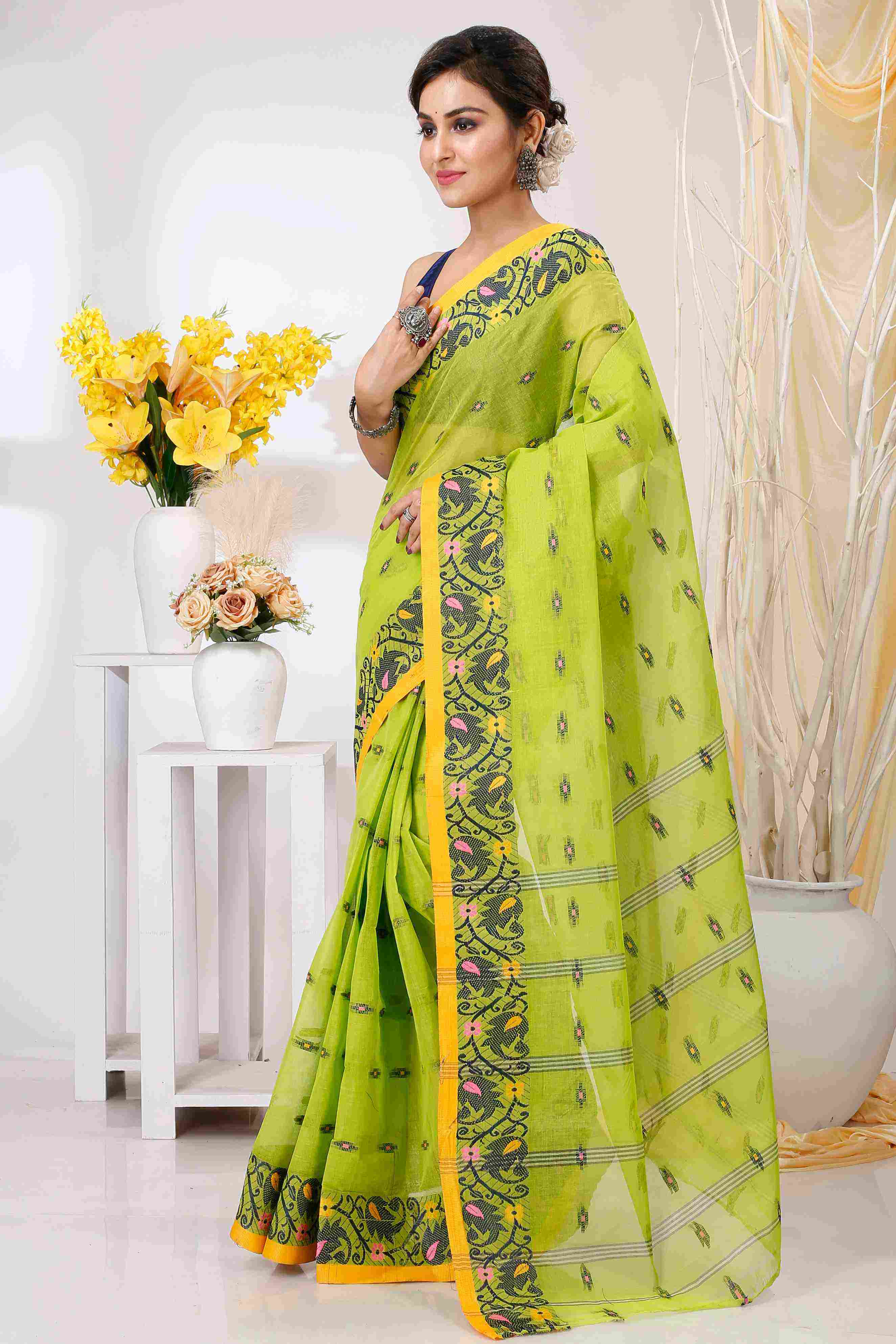Green Pure Cotton Lucy Tant Saree (1415)