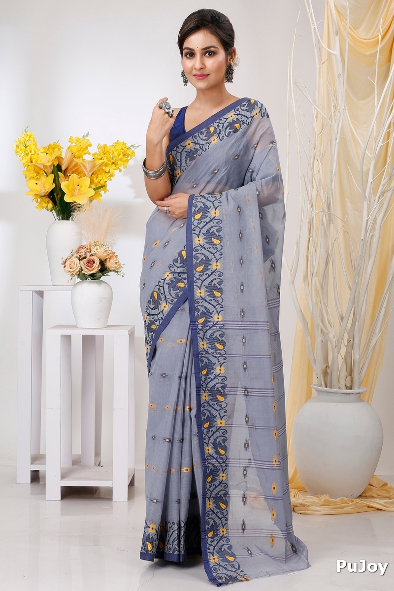 Grey Pure Cotton Lucy Tant Saree (1416)