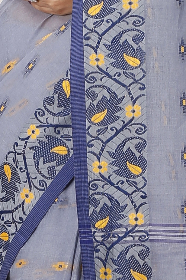 Grey Pure Cotton Lucy Tant Saree (1416)