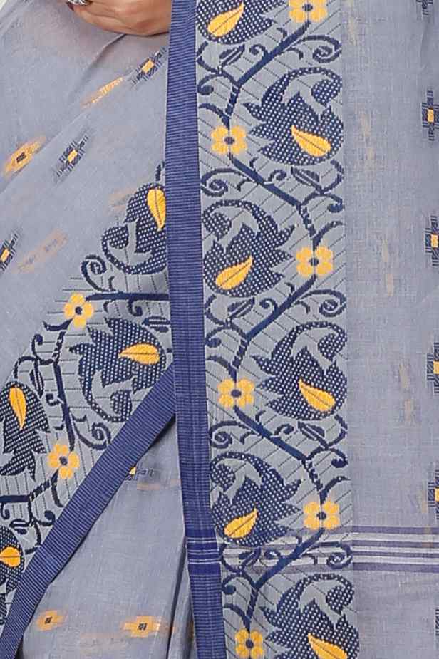 Grey Pure Cotton Lucy Tant Saree (1416)