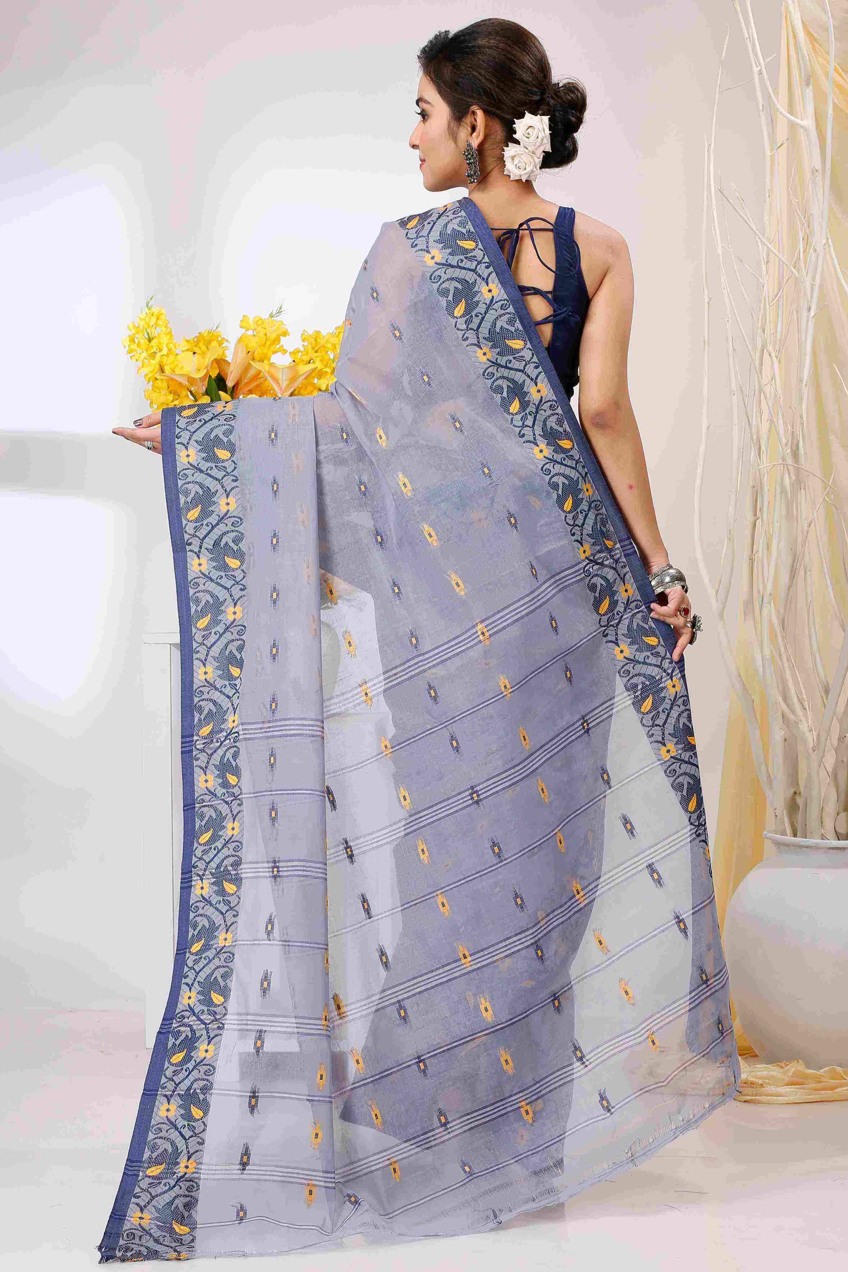 Grey Pure Cotton Lucy Tant Saree (1416)