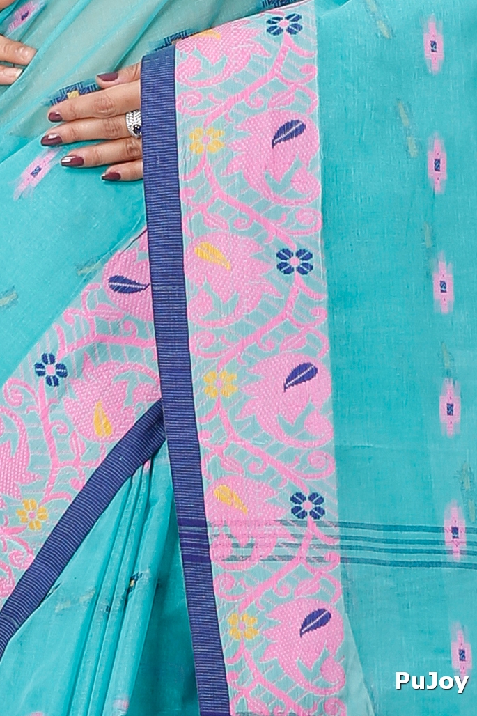 See Green Pure Cotton Lucy Tant Saree (1417)