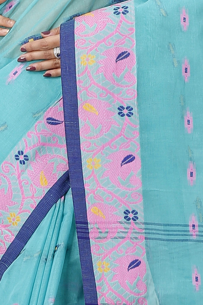 See Green Pure Cotton Lucy Tant Saree (1417)