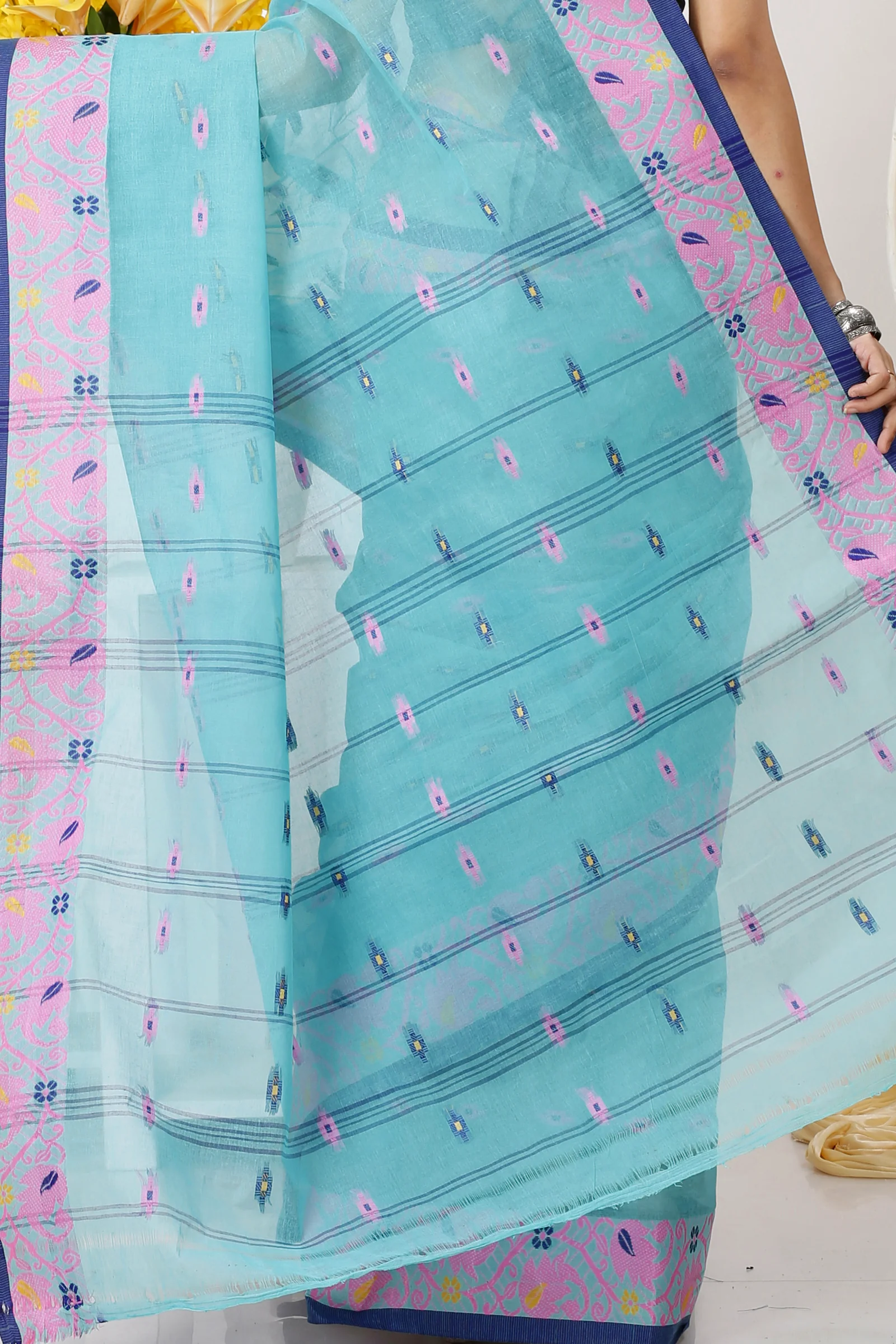 See Green Pure Cotton Lucy Tant Saree (1417)
