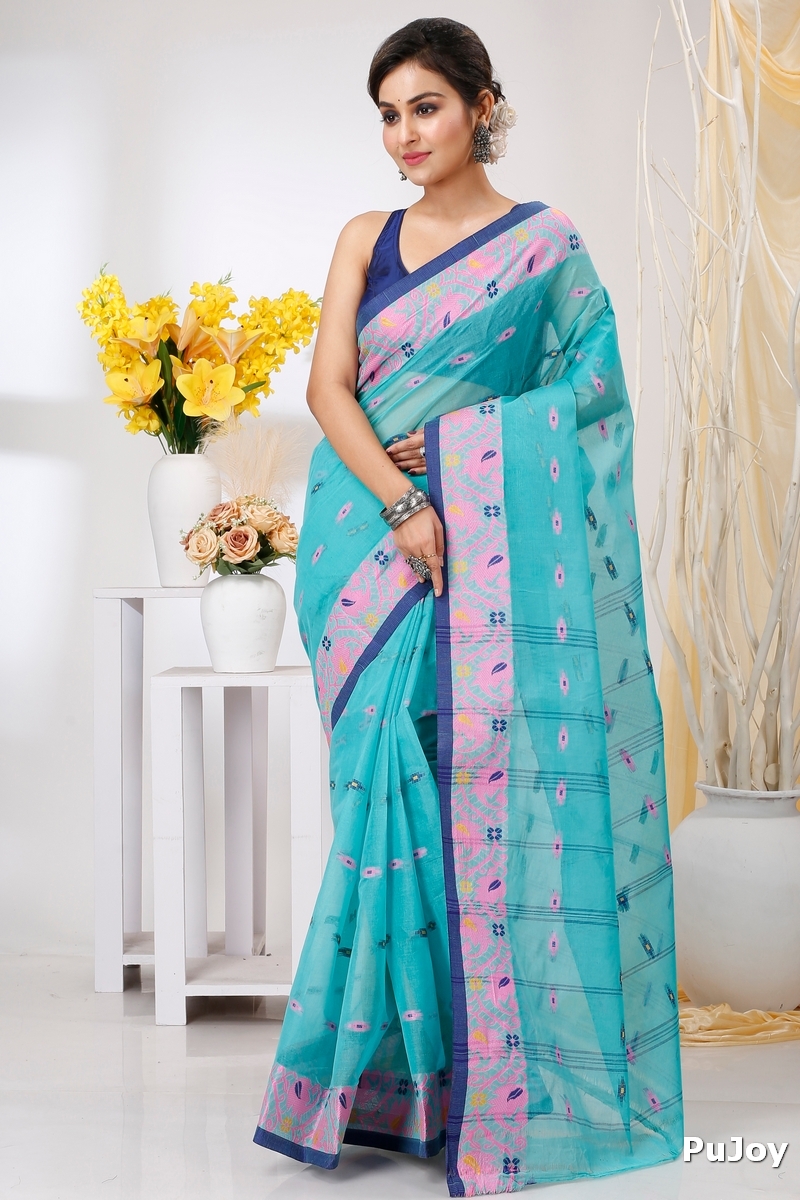 See Green Pure Cotton Lucy Tant Saree (1417)