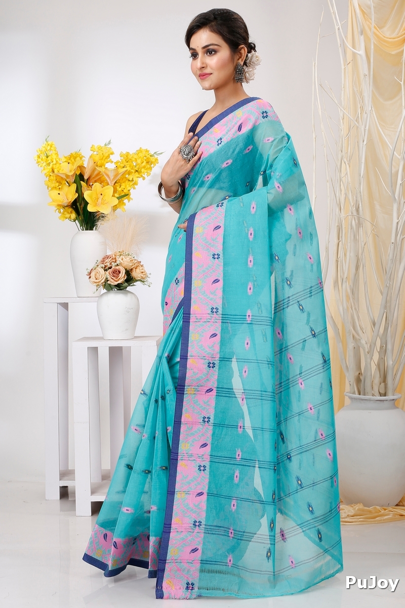 See Green Pure Cotton Lucy Tant Saree (1417)
