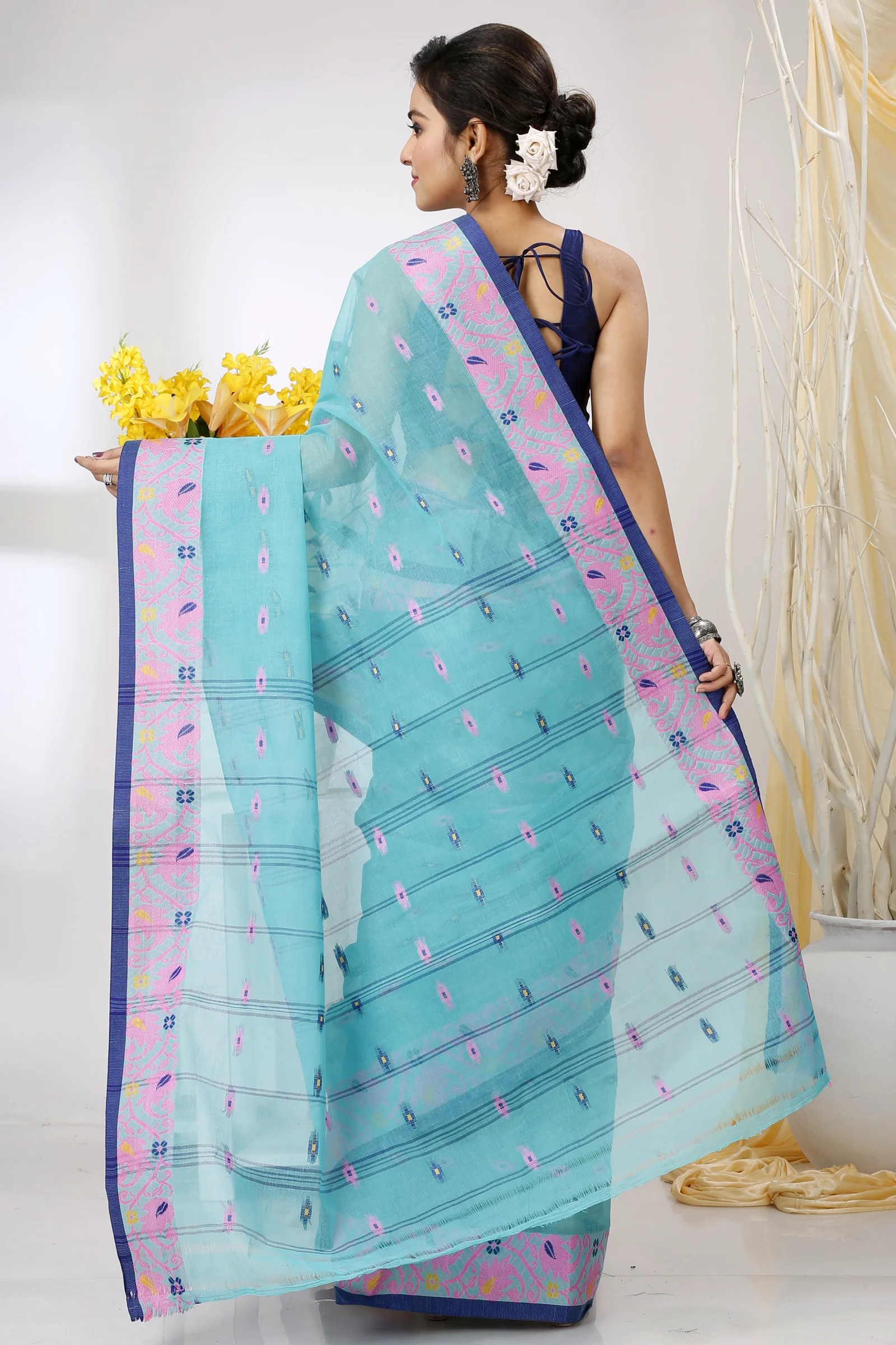 See Green Pure Cotton Lucy Tant Saree (1417)