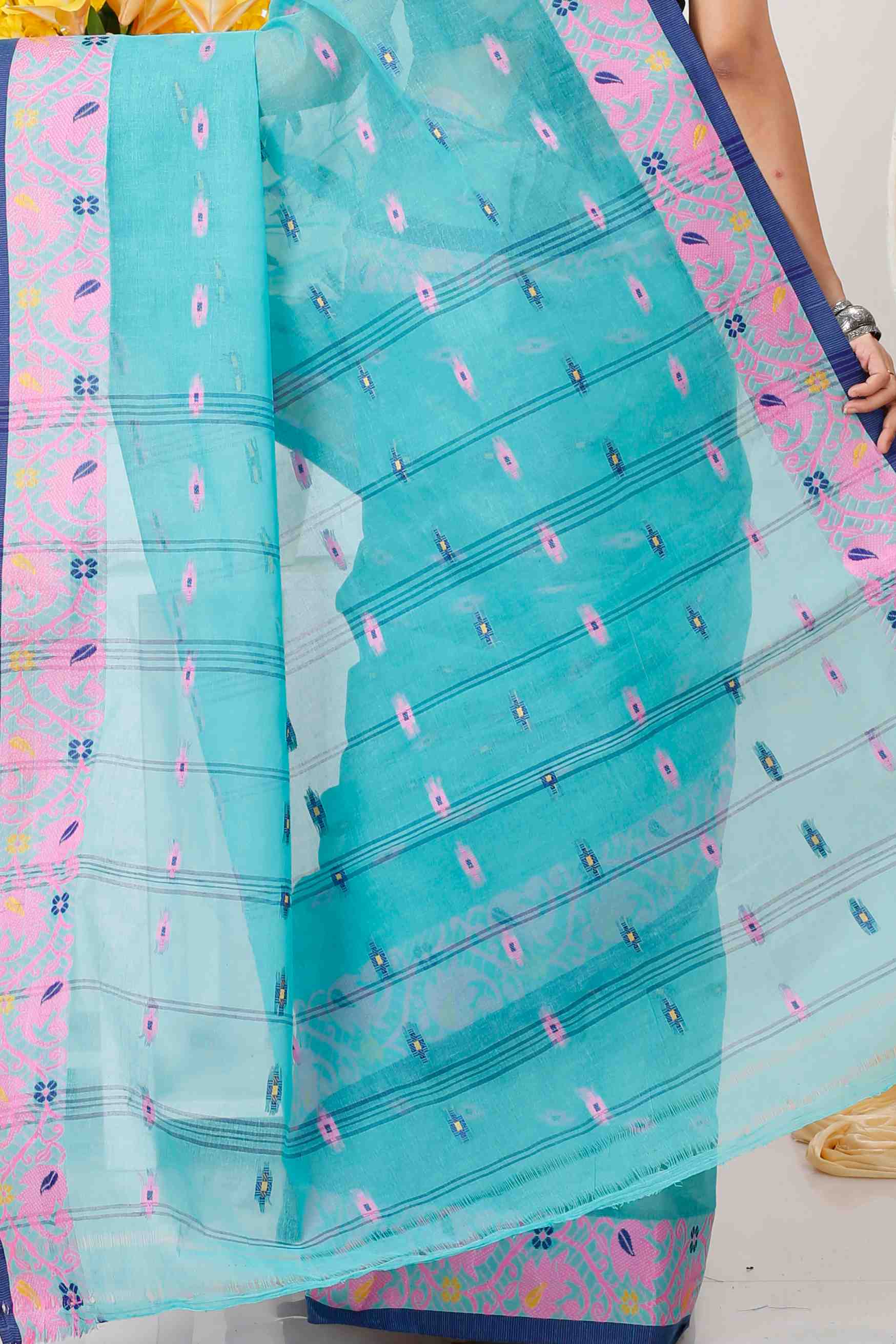 See Green Pure Cotton Lucy Tant Saree (1417)