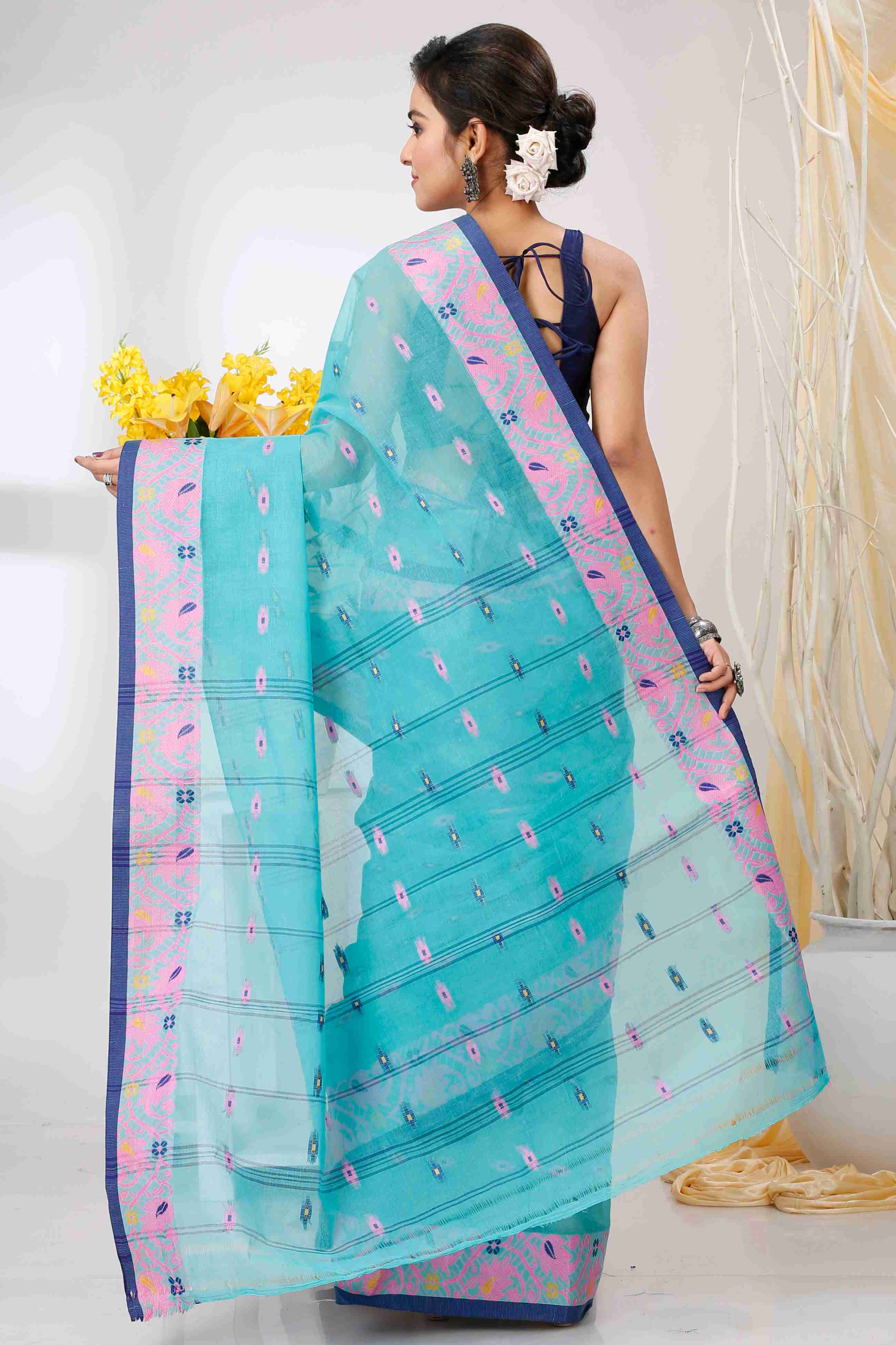 See Green Pure Cotton Lucy Tant Saree (1417)