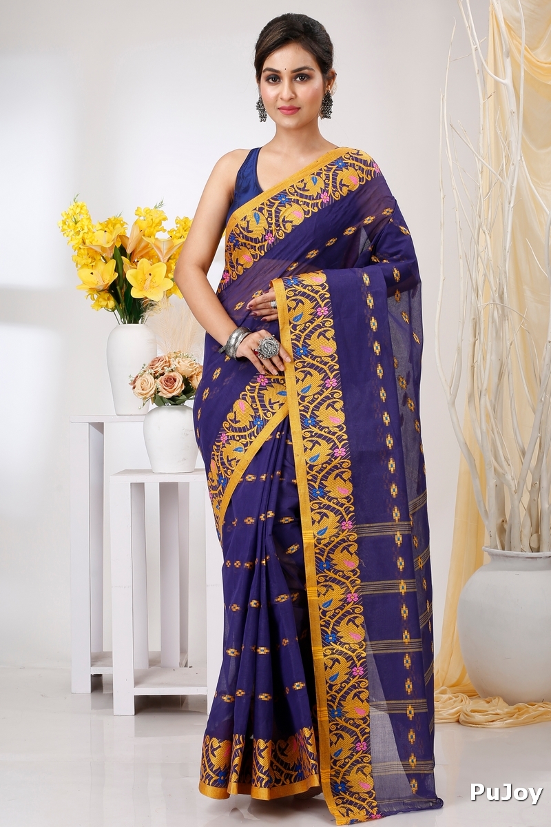 Naby Blue Pure Cotton Lucy Tant Saree (1418)