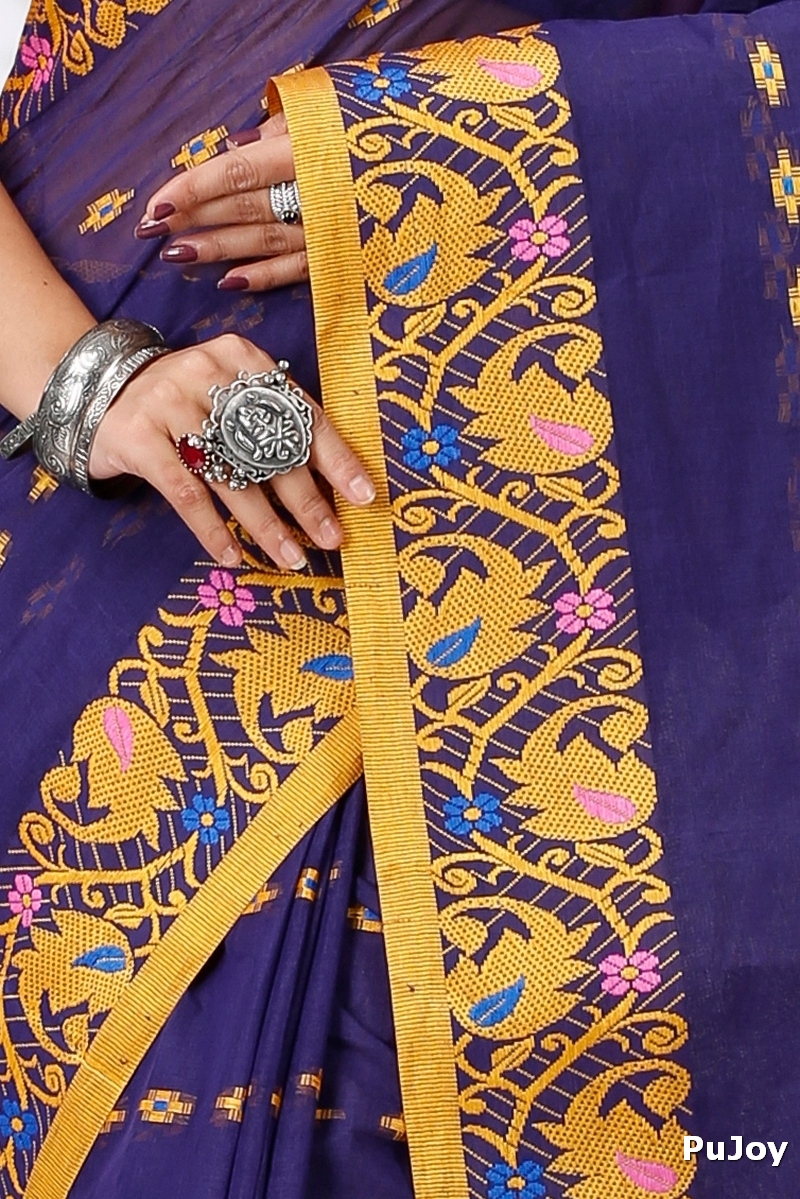 Naby Blue Pure Cotton Lucy Tant Saree (1418)
