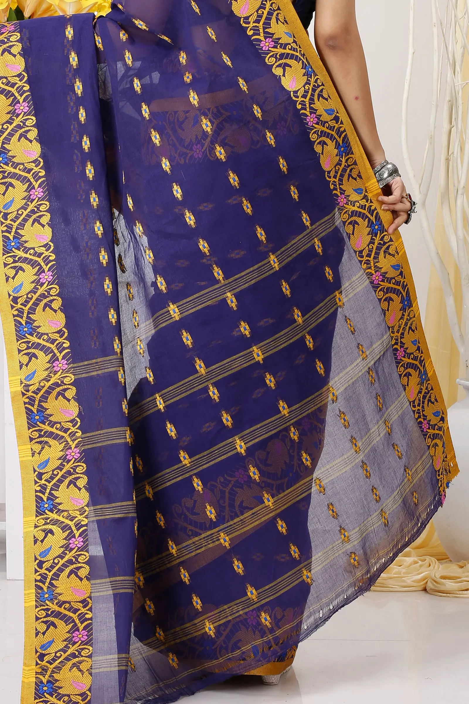 Naby Blue Pure Cotton Lucy Tant Saree (1418)