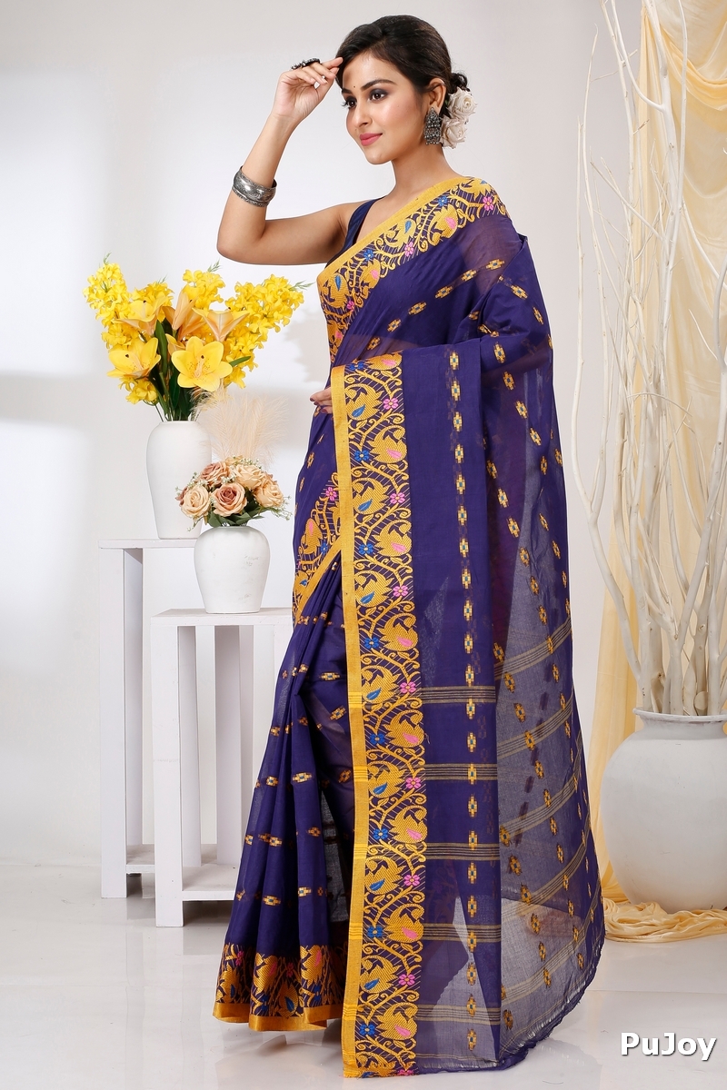 Naby Blue Pure Cotton Lucy Tant Saree (1418)