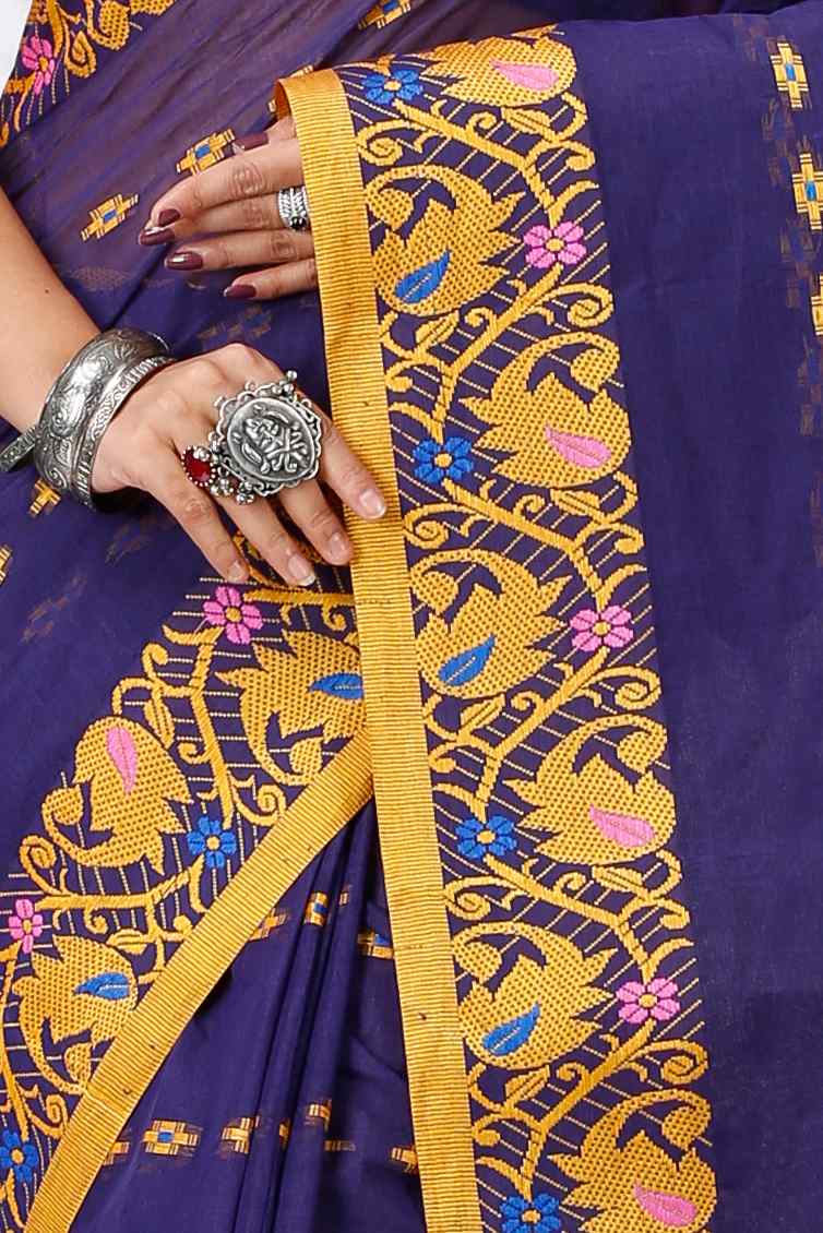 Naby Blue Pure Cotton Lucy Tant Saree (1418)