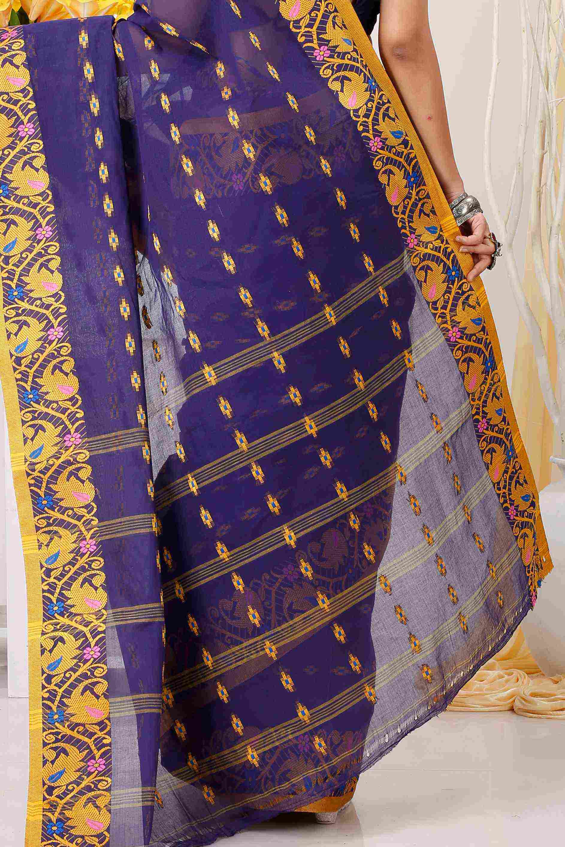 Naby Blue Pure Cotton Lucy Tant Saree (1418)