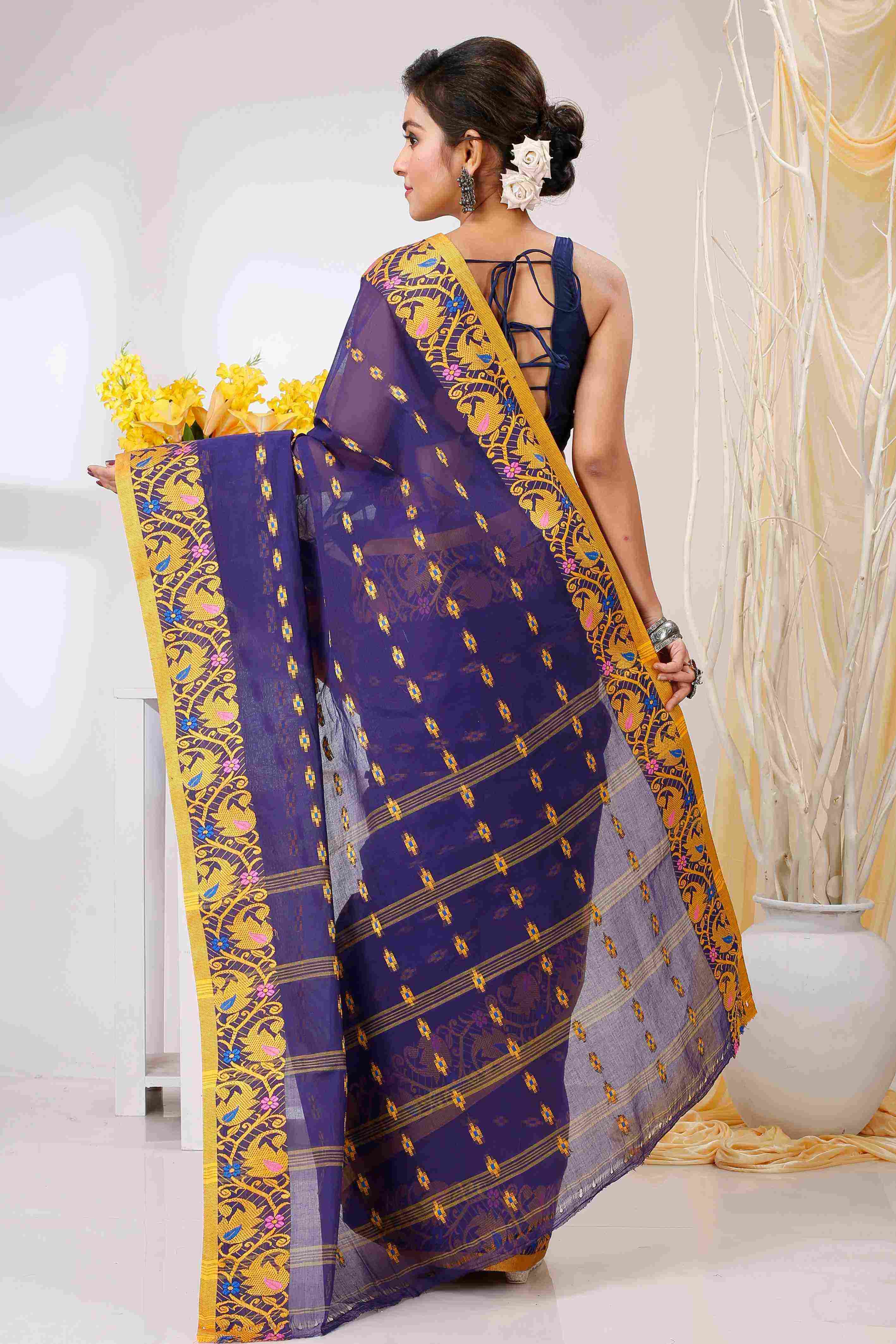 Naby Blue Pure Cotton Lucy Tant Saree (1418)
