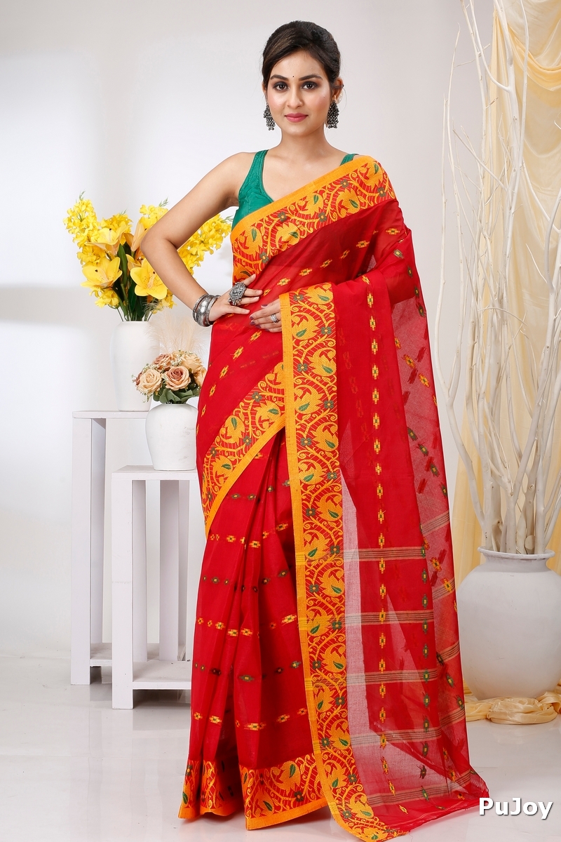 Red Pure Cotton Lucy Tant Saree (1419)