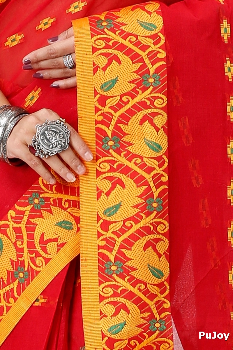 Red Pure Cotton Lucy Tant Saree (1419)