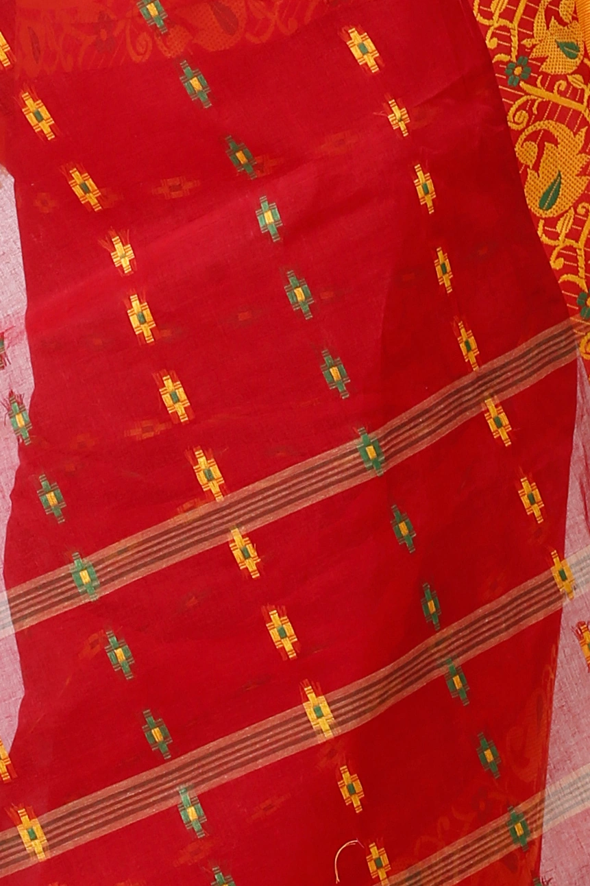 Red Pure Cotton Lucy Tant Saree (1419)