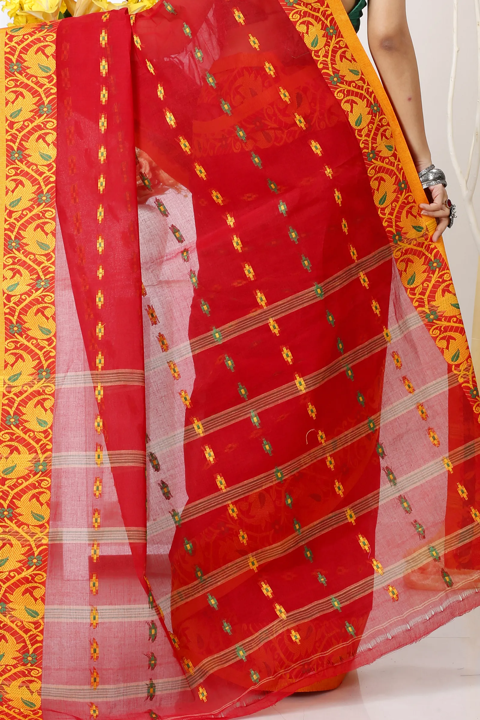 Red Pure Cotton Lucy Tant Saree (1419)