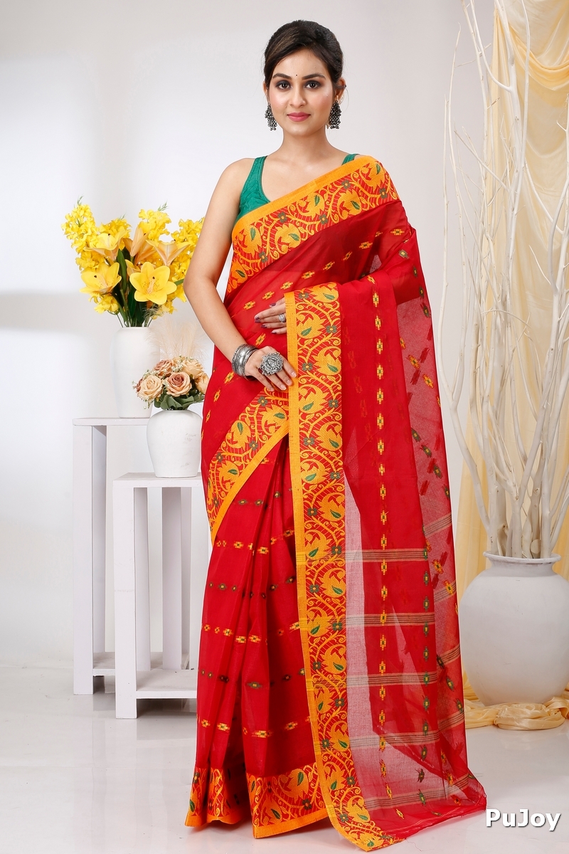 Red Pure Cotton Lucy Tant Saree (1419)