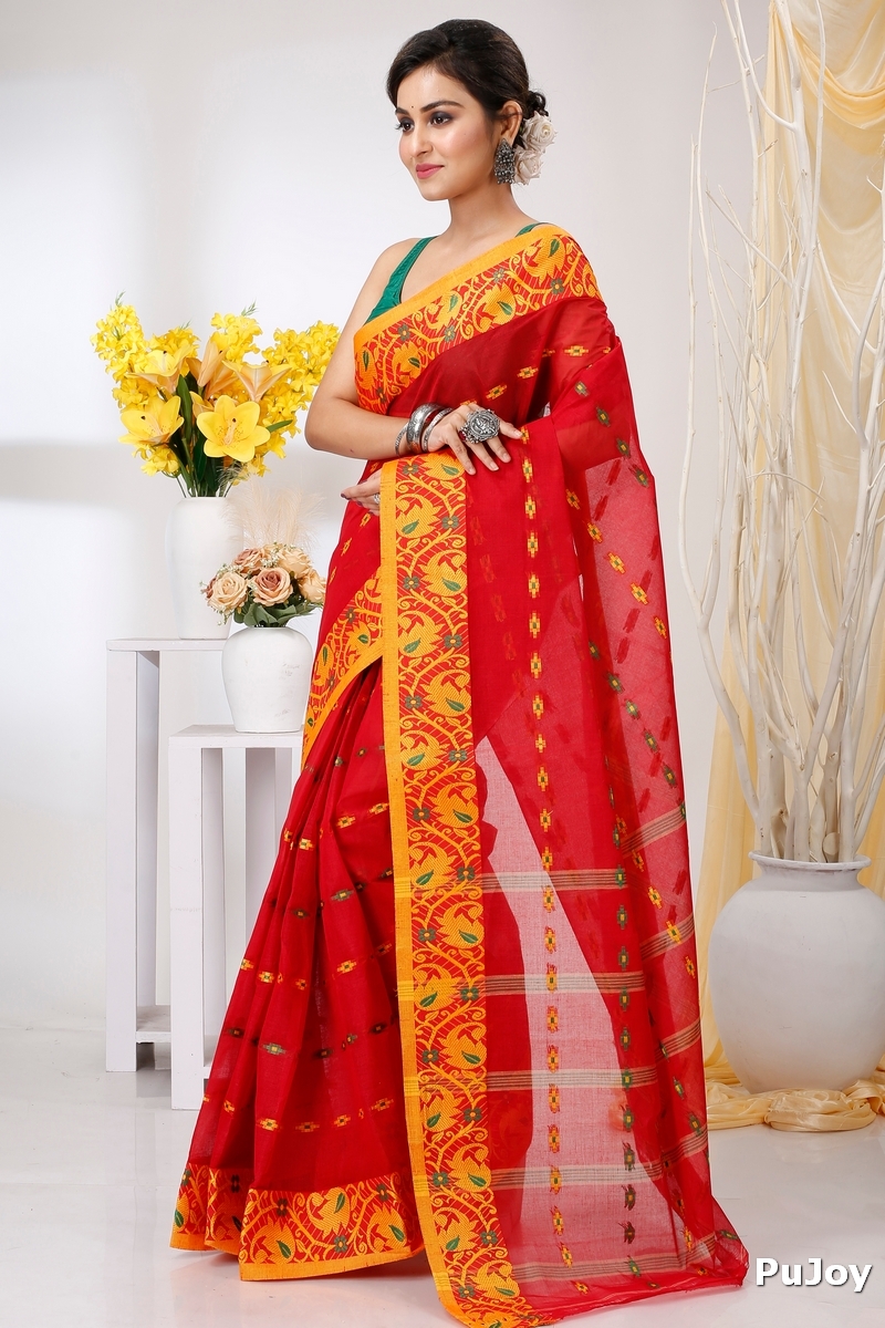 Red Pure Cotton Lucy Tant Saree (1419)