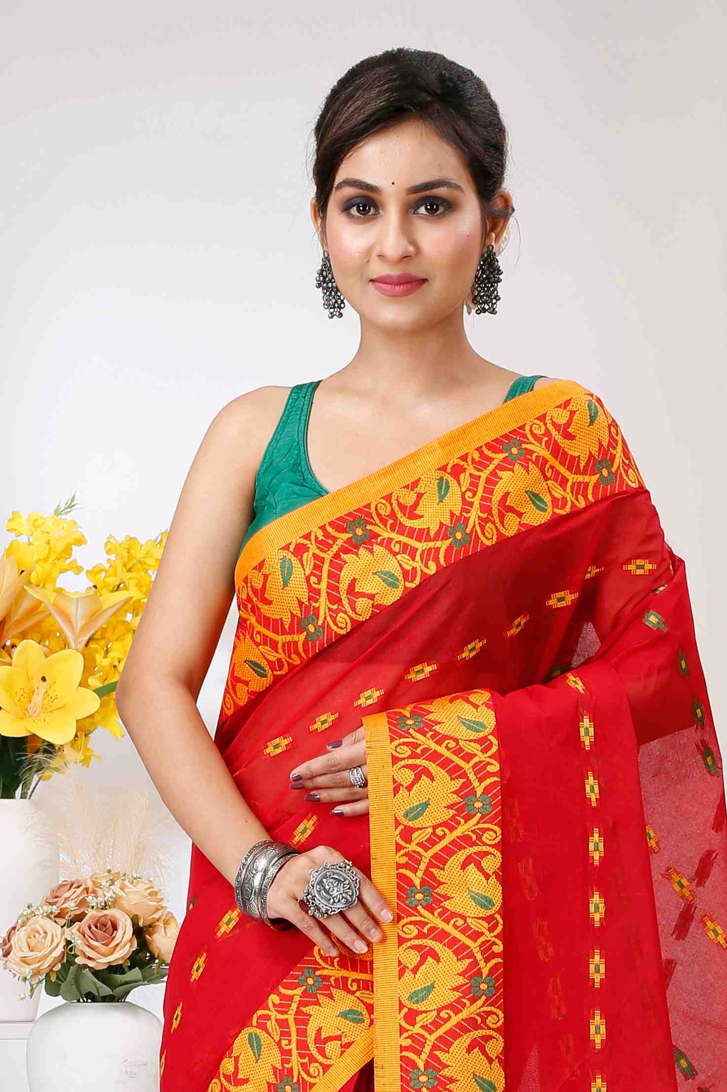 Red Pure Cotton Lucy Tant Saree (1419)